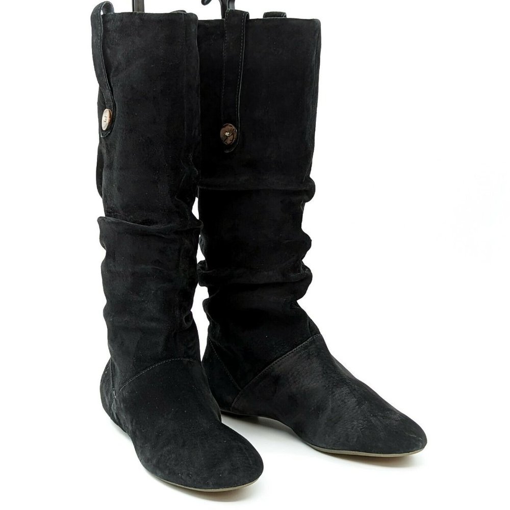 UGG Australia Women's Suede Leather Burnt Black Highkoo Slouche Boots Size 8.5